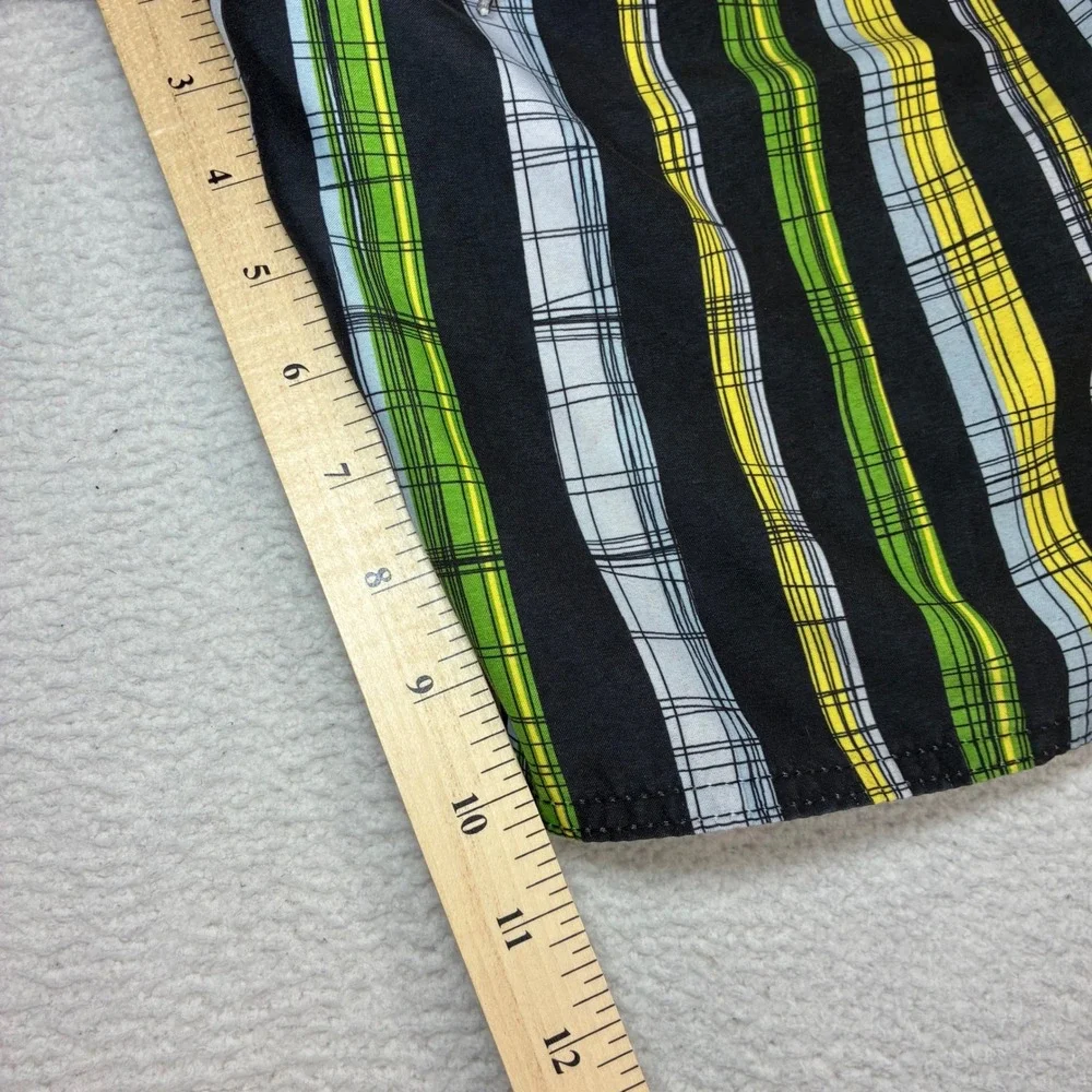 O'Neill Board Shorts Men 32x10 Black Green Striped Surf Swim Trunks Drawstring
